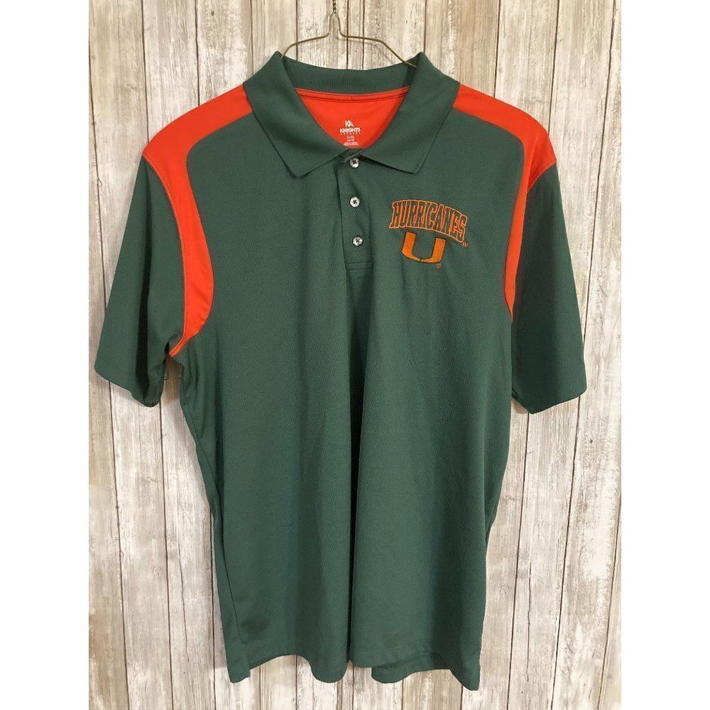 KNIGHTS APPAREL NCAA Miami Hurricanes College Football Polo Shirt Men's X-Large